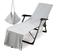 YeGang Housse de chaise de plage, couleur unie, sacs de chaise longue avec poches, serviettes de transat ajustées en microfibre pour l'été, l'extérieur, le jardin, la piscine, les vacances, les