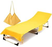 YeGang Housse de chaise de plage, serviette en microfibre jaune uni avec poches, s'adapte à la plupart des salons, facile à transporter et à nettoyer