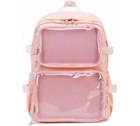 YeGang Ita Sac à dos avec fenêtres transparentes pour femmes et adolescentes - Sac à dos Kawaii JK avec affichage d'épingles, mignon, esthétique, grand sac d'école, sac à dos décontracté, sac à dos