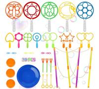 Yegookay 30 Pièces Baguette à Bulles Ensemble Big Bubble Magic Stick Jeux pour Enfants Jouets de Jardin Mariage Fête D'été de Voyage Bulles de Savon Enfant Géante Kit(à Partir de 3 Ans)