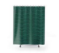 YEGRFJIS Rideau de Douche Japonais Imperméable Lavable, 123x220cm(LxH), Vert Sarcelle Rayures Ondulées Rideau de Douche avec Crochets, Déco Salle de Bain Minimaliste, Rideau de Bain Antihumidité