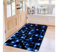 YEGRFJIS Tapis Abstrait géométrique Bleu et Noir, Tapis Illusion 3D, pour Une Utilisation intérieure, antidérapant, Lavable, comme Tapis de Jeu pour Adolescents (180x180cm/Bleu)