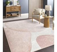 YEGRFJIS Tapis Blush Wave Accent Abstract Curved Line Mat-Cream Anti-Slip Carpet-Beige Earth Tone Mar-Trendy Geometric Runner-Style Washable Living Room Carpet (95x250cm)