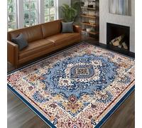 YEGRFJIS Tapis bohème Fleuri pour Salon, Tapis de Chevet Vintage Lavable, antidérapant, Doux et Moderne pour Chambre, Salle à Manger, décoration intérieure, 120x245cm Bleu