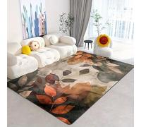 YEGRFJIS Tapis Couloir Feuilles Automne Antidérapant Long Lavable Machine, Salon Rétro Géométrie Tapis De Couloir Orange Jaune Feuille De Cuisine Passage Entree(220x260cm/color)