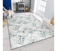 YEGRFJIS Tapis d'appoint Floral à Motif de Vigne et Feuillage - Naturel, Vert, Antidérapant Tapis, Lavable et élégant pour Salon, Couloir et Chambres (120x140cm)