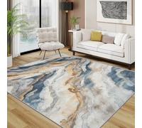 YEGRFJIS Tapis d'art Abstrait Minimaliste Moderne en marbre, Tapis Tendance à Poils Courts lavables et Doux, paillasson d'intérieur antidérapant pour Salon et Chambre (150 x 215 cm/Multicolore)