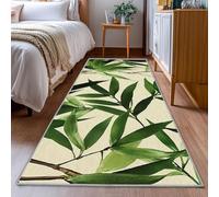 YEGRFJIS Tapis de Couloir à Motif de Feuilles, Vert foncé avec Branches, Long Tapis pour l'entrée et la Chambre, Lavable et antidérapant (110x290cm/vert/noir)