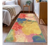 YEGRFJIS Tapis de Couloir Fleuri à Motif psychédélique 3D coloré, Extra Fin, Lavable, antidérapant, pouvant également Servir de Tapis de Chevet ou de Tapis de Cuisine (120x170cm/jaune et Rouge)