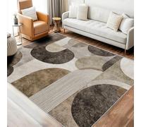 YEGRFJIS Tapis de Salon à Motif géométrique, Style Vintage Antique Abstrait Gris Anthracite, Lavable, à Poils Courts et antidérapant, Tapis de Chevet/décoration de Chambre (60x230cm/noir et Gris)