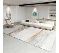 YEGRFJIS Tapis de Salon Moderne Abstrait 120x170cm Antidérapant Lavable Imitation Cachemire, Tapis Poils Courts pour Chambre, Doux Gris Orange Rayé pour Décoration Intérieure
