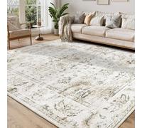 YEGRFJIS Tapis de Sol Moderne Boho Neutre Beige à Poils Courts - Tapis Léger, Antidérapant Doux et Lavable en Machine, Idéal pour Salon, Chambre, Salle à Manger(185x150cm/color)