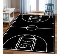 YEGRFJIS Tapis de Sport Noir Tendance, Tapis de Terrain de Basket, paillasson Lavable avec Envers antidérapant, pour garçons, Salon, Chambre (180x180cm/Noir)