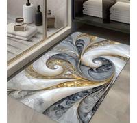 YEGRFJIS Tapis de Texture De Marbre Fleurs Noir Et Blanc Moderne, Tapis Salon AntidéRapants Art Abstrait Doré IrréGulier, Lavable en Machine - pour Chambre Salle à Manger(80x190cm/color)