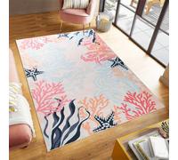YEGRFJIS Tapis De Zone Lavable en Machine - Dos Antidérapant, Rose Pâle Doux, Floral Vintage pour Salon, Chambre à Coucher, Design Contemporain, Tapis Décoratif(200x275cm/color)