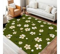 YEGRFJIS Tapis décoratif Vert Sauge à Motifs Floraux, Lavable, pour Salon, Chambre ou pièce à Vivre Doux, antidérapant 200x290cm