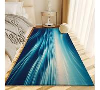 YEGRFJIS Tapis Lavable à Motif Vagues abstraites Tapis à Poils Courts pour Salon, Chambre, canapé, Chambre d'enfant décorative en Imitation Cachemire (70x140cm/Bleu)
