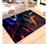 YEGRFJIS Tapis Lavable, Tapis géométrique coloré, Motif Abstrait 3D Orange, Bleu et Violet, antidérapant, pour la décoration intérieure du Salon et de la Chambre (210x240cm/couleur Orange)