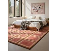 YEGRFJIS Tapis Moderne du Milieu du siècle - 120x230cm - Motif à Carreaux rétro, Doux, en Imitation Cachemire, à Poils Courts, Lavable et antidérapant, idéal pour Le Bureau ou Le Salon
