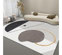 YEGRFJIS Tapis Moderne Minimaliste Abstrait 120x170cm Antidérapant Lavable en Machine Imitation Cachemire Poils Courts Tapis pour Salon Chambre, Doux Gris Noir Or Géométrique