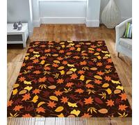 YEGRFJIS Tapis Vintage à Motif de Feuilles d'érable Orange, Tapis de Salon, Grand Tapis d'intérieur Doux, antidérapant et Lavable pour Salle à Manger (120x230cm/Couleurs d'automne)