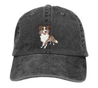 YEGTQAON Vintage et Classique lavé Hommes Casquette de Baseball Bordure Rouge Merle Chibi Trucker Snapback Caps Papa Hat Collie Chien Golf Chapeaux Durable et Confortable