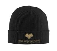 YEGTQAON Vintage et Classique Vintage Eagle of Syria Logo Casquettes tricotées pour Femmes Hommes Crânes Bonnets Chapeaux d’Hiver Acrylique Crochet Caps durables et Confortables