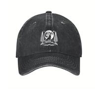 YEGTQAON Vintage et Classique Wolf Howl Moon Casquette de Baseball en Coton - Chapeau De Papa Snapback Ajustable pour Hommes & Femmes, Léger Délavé Noir avec Broderie Blanche Durable et Confortable