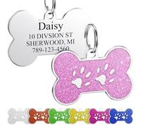 YEHANTI Medaille Chien avec Gravure Personnalisé - Belles Médaille Chien et Chat Gravée en Acier Inoxydable - Accessoires Collier Chien - Gravées au Laser (Rose, S)