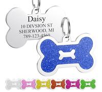 YEHANTI Medaille Chien avec Gravure Personnalisé - Belles Médaille Chien et Chat Gravée en Acier Inoxydable - Gravées au Laser - Accessoires Collier Chien (Bleu, L)