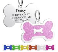 YEHANTI Medaille Chien avec Gravure Personnalisé - Belles Médaille Chien et Chat Gravée en Acier Inoxydable - Gravées au Laser - Accessoires Collier Chien (Rose, S)