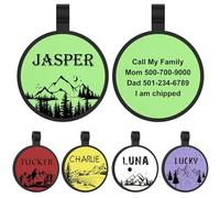 YEHANTI Medaille Chien avec Gravure Personnalisé, Médaille Chien et Chat Silencieuse en Silicone, Medaille Pour Chien Médaille Chien Gravée avec des Motifs de Montagne