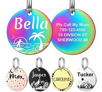 YEHANTI Medaille Chien avec Gravure personnalisée - Acier Inoxydable Médaille Chien et Chat Identification Gravure Prénom Adresse Tel avec gravure de motif personnalisée, Rond