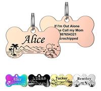 YEHANTI Médaille Chien avec Gravure Personnalisée, Étiquettes d'identification Personnalisées pour Chiens et Chats, Medaille Pour Chien en Acier Inoxydable avec Prénom Adresse Tel Gravés (L, Or Rose)