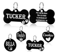 YEHANTI Medaille Chien avec Gravure Personnalisée, Médaille Chien et Chat avec Icônes Uniques Gravés, Medaille Pour Chien en Acier Inoxydable avec Prénom Adresse Tel Gravés (Os, L)