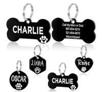 YEHANTI Medaille Chien avec Gravure Personnalisée, Médaille Chien et Chat avec Icônes Uniques Gravés, Medaille Pour Chien en Acier Inoxydable avec Prénom Adresse Tel Gravés (Os, S)