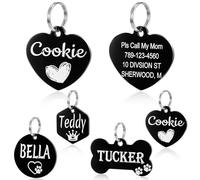 YEHANTI Medaille Chien avec Gravure Personnalisée, Médaille Chien et Chat avec Icônes Uniques Gravés, Medaille Pour Chien en Acier Inoxydable avec Prénom Adresse Tel Gravés (Cœur, L)