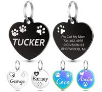 YEHANTI Medaille Chien avec Gravure Personnalisée, Médaille Chien et Chat Identification avec des icônes belles, Cœur Medaille Pour Chien en Acier Inox avec Prénom Adresse Tel Gravés (Noir, L)