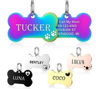 YEHANTI Medaille Chien avec Gravure Personnalisée, Médaille Chien et Chat Identification avec des icônes belles, Medaille Pour Chien en Acier Inoxydable avec Prénom Adresse Tel Gravés (Os)