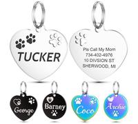 YEHANTI Medaille Chien avec Gravure Personnalisée, Médaille Chien et Chat Identification avec des icônes belles, Cœur Medaille Pour Chien en Acier Inox avec Prénom Adresse Tel Gravés (Argent, S)