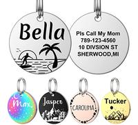 YEHANTI Medaille Chien avec Gravure Personnalisée, Médaille Chien et Chat Identification avec motif de style riche, Medaille Pour Chien en Acier Inoxydable avec Prénom Adresse Tel Gravés (L, Argent)