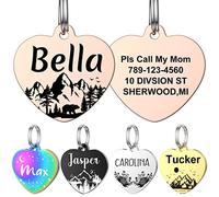 YEHANTI Medaille Chien avec Gravure Personnalisée, Médaille Chien et Chat Identification Gravée, Medaille Pour Chien en Acier Inoxydable avec Prénom Adresse Tel Gravés(L, Or Rose)