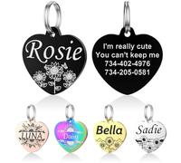 YEHANTI Medaille Chien avec Gravure Personnalisée, Médaille Chien et Chats Gravée, Medaille Pour Chien en Acier Inoxydable avec Prénom Adresse Tel Gravés (Cœur - Tournesol)