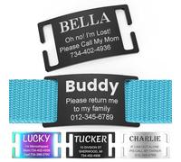 YEHANTI Medaille Chien avec Gravure Personnalisée - Silencieux Acier Inoxydable Médaille Chien et Chat Identification Gravure Prénom Adresse Tel, Pas de Médaille Chien Gravée Jingle (XL, Noir)