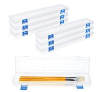 YEHEI 6 Pièces Boîte de Rangement en Plastique pour Pinceaux, 13 Pouces Porte-Pinceau Transparent Conteneur de Stylo à Dessin avec Boucle Peinture en Plastique