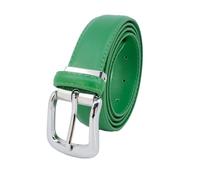 YEHMAN Ceinture classique 3 cm en croûte de cuir de vachette ajustable boucle argenté à ardillon 120 cm (Vert)