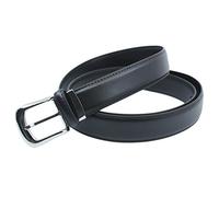 YEHMAN Ceinture classique 3 cm en croûte de cuir de vachette ajustable boucle argenté à ardillon 120 cm