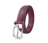 YEHMAN Ceinture classique 3 cm en croûte de cuir de vachette ajustable boucle argenté à ardillon 120 cm (Bordeaux)
