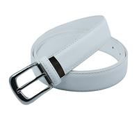 YEHMAN Ceinture classique 3 cm en croûte de cuir de vachette ajustable boucle argenté à ardillon 120 cm