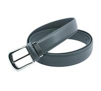 YEHMAN Ceinture classique 3 cm en croûte de cuir de vachette ajustable boucle argenté (Gris)